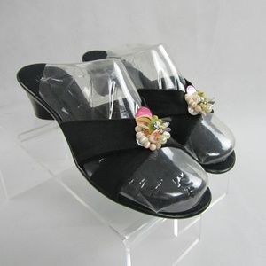 Luisa D'orio Black Slide Sandals Black Size 6 NWOB